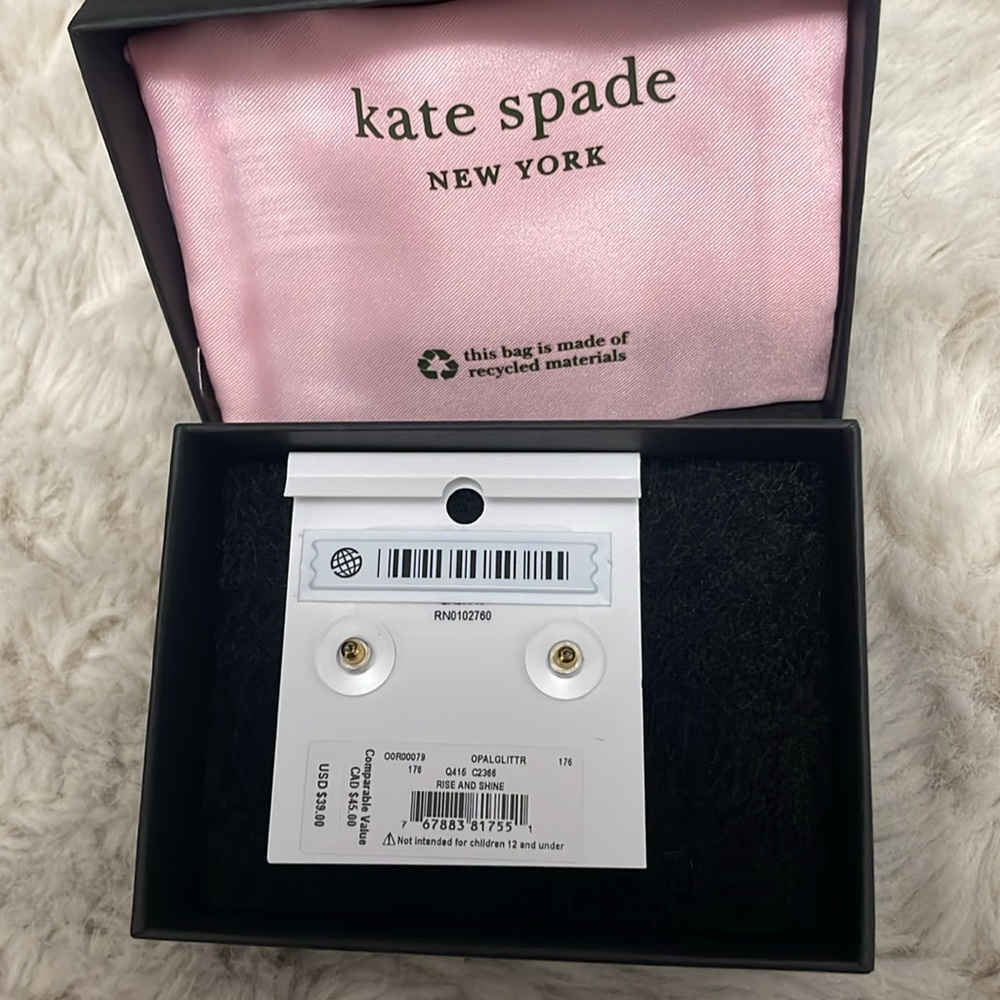 ✨Kate Spade Rise And Shine Glitter Opal Studs✨ - Picture 7 of 8